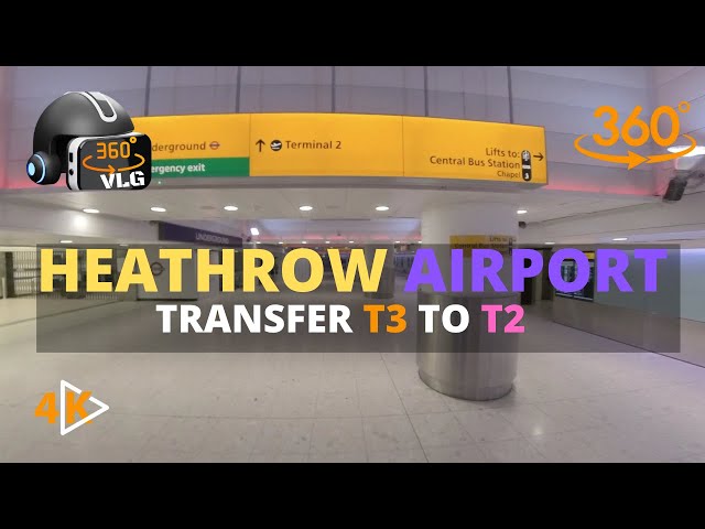 Heathrow Airport ✈️👨‍✈️ Walk Transfer  Tour, From Terminal 3 to T 2  In 360° View.