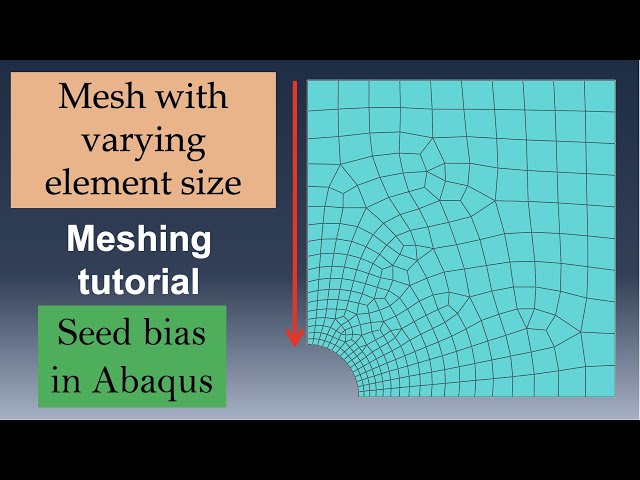 Abaqus Meshing tutorial- Mesh with varying element size | Seed bias in Abaqus CAE