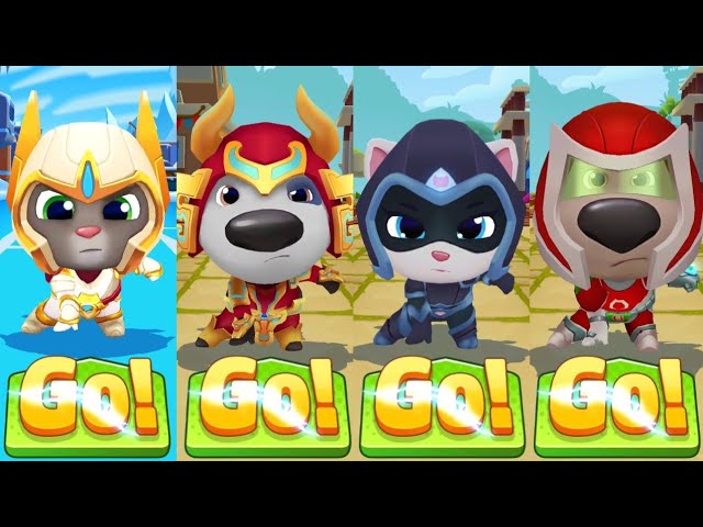 Talking Tom Hero Dash - All Bosses Vs Demon Outfit - Platinum Tom Vs Hank Vs Black Angela Vs Red Ben