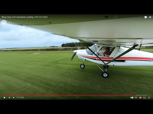 Wing View Ikarus C42 Deanland Landing R24 12th Oct 2022 TOP LEFT SCREEN ARROWS CHANGE VIEW