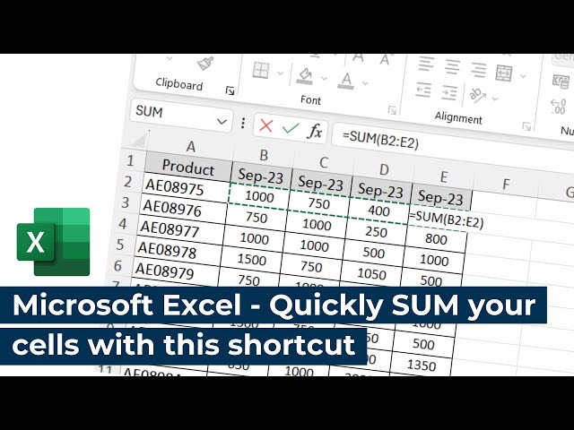 Microsoft Excel - Quickly sum your cells with this shortcut