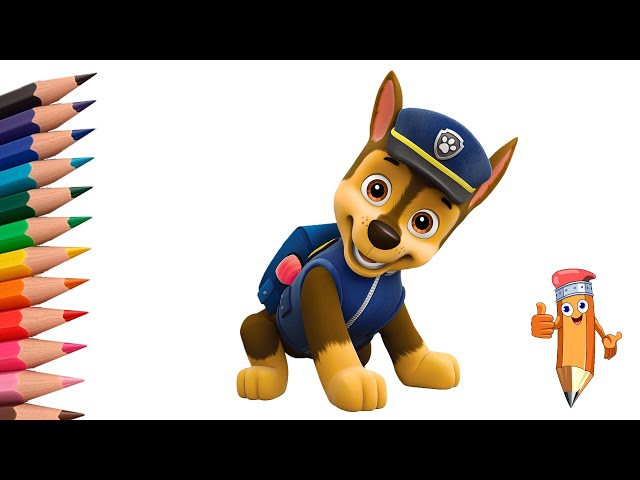 How to draw Paw Patrol Chase easy step by step