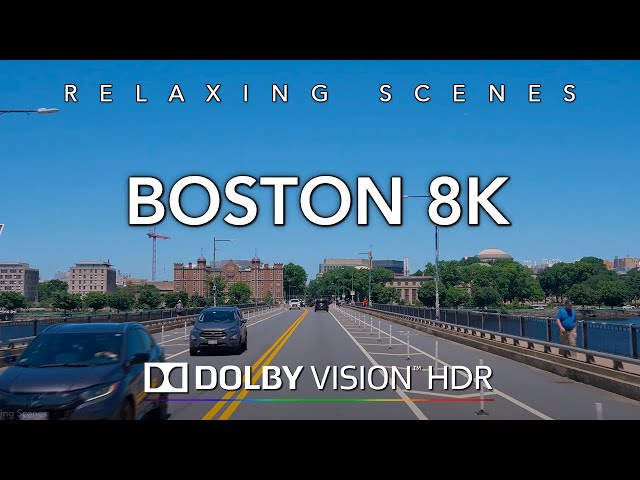 Driving 3 hours Boston 8K Dolby Vision HDR - South Boston to Harvard University