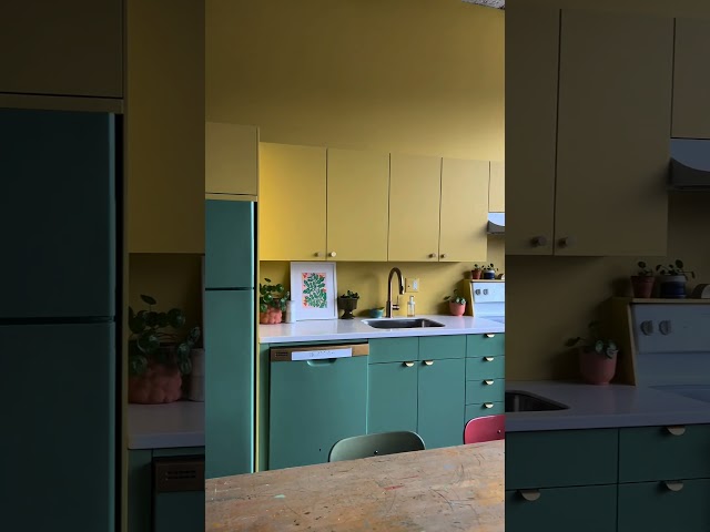 Lauren’s Colorful Kitchen Makeover ft. OMGreen & Golden Hour #shorts #diy #painting