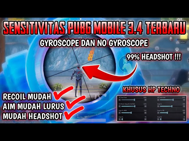 SENSITIVITAS PUBG TERBAIK GYROSCOPE DAN NO GYROSCOPE UNTUK SEMUA HP TECHNO !!! | PUBG MOBILE 3.4