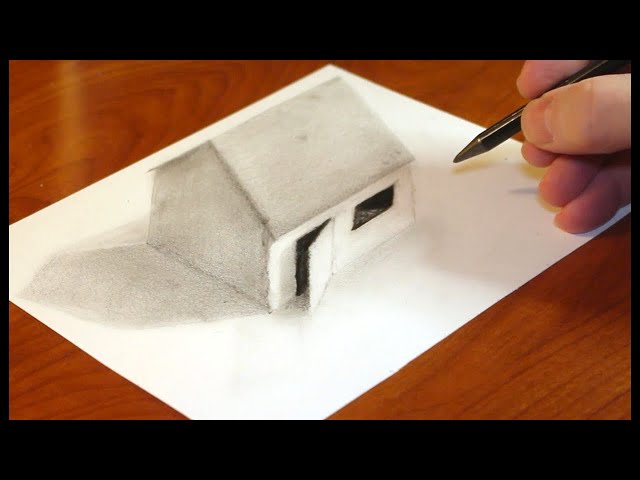 How to draw a tiny house 3D illusion