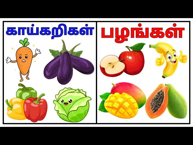 Names of vegetables and names of fruits in tamil