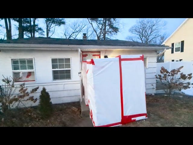 Danger ☢️ Asbestos Removal - Containment inside and out - Day 1 - 1-30-2025 #solar #damage