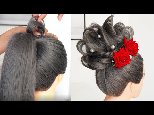 Easy And Beautiful Hairstyle For Wedding - Mesy Bun Hairstyle For Party