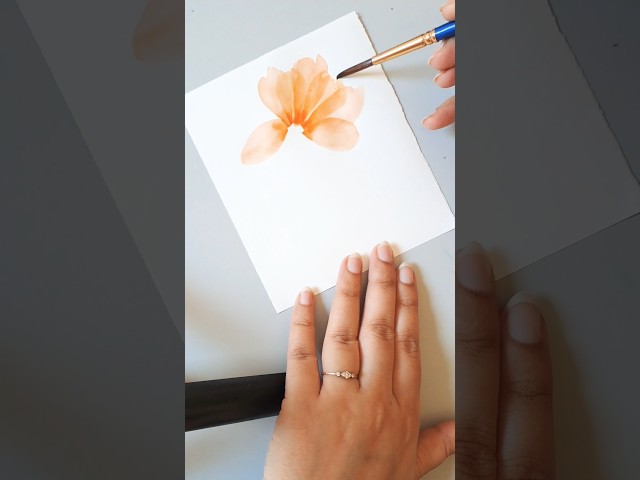 Beautiful flower painting with brushpen|| #shorts #flowerpainting #flowers #brushpenpainting #art