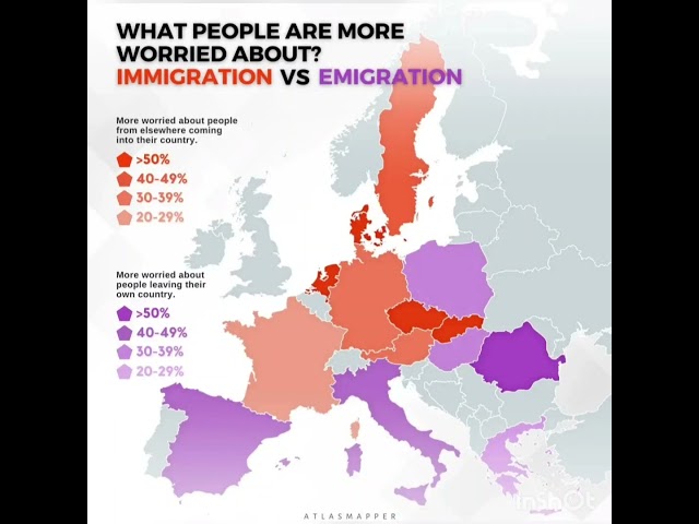 What people are more worried about? Immigration vs emigration! #map #europe #youtubeshorts