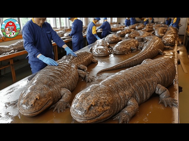 SHOCKING Chinese Giant Salamanders Farming- How Chinese Farmers Harvest and Process Giant Salamander