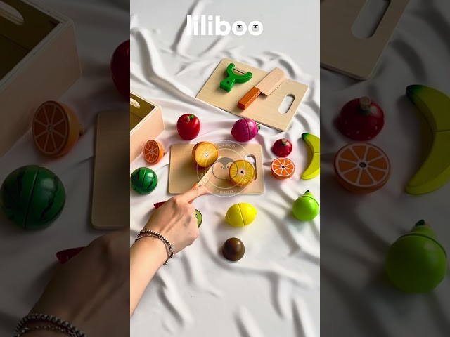 LILIBOO MINA Mainan Anak Montessori Kayu Magnetic Cutting Fruit Set Kitchen Pretend Play