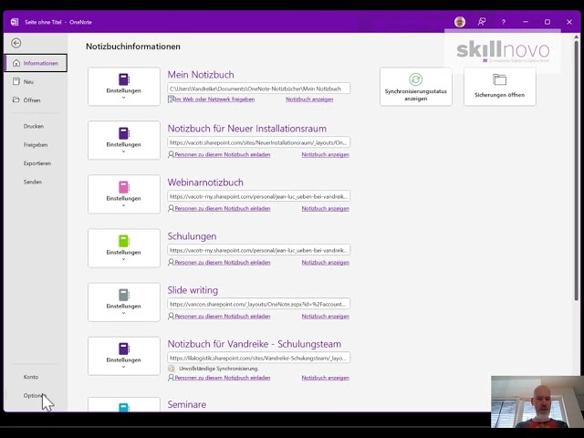 OneNote Seitenleiste links anzeigen