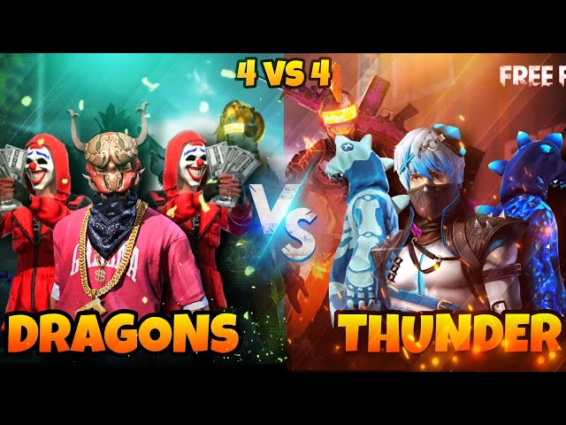 The Dragons vs Thunder esports | 4 vs 4 custom room | epic battle | Garena Free Fire