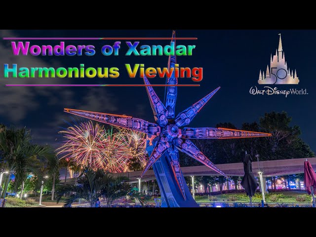 8K Harmonious Fireworks Behind the Nova Corps Starblaster Epcot Wonders of Xandar Pavilion VR180 3D