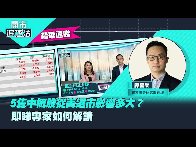 【開市追揸沽】（精華）5隻中概股從美退市影響多大？即睇專家如何解讀