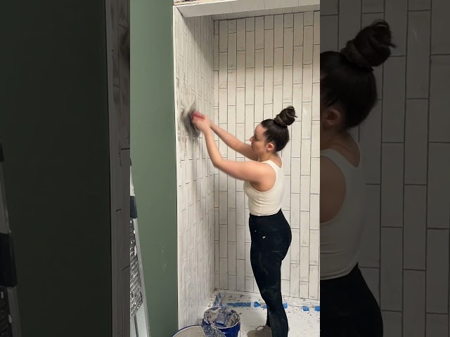 Hot Mess Lake House Renovation Part 326 | Grouting the shower!