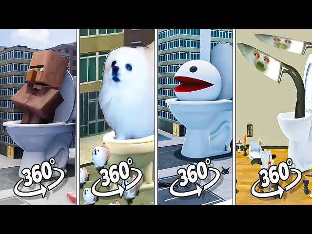 Skibidi Minecraft vs Dog Toilet 8 vs Otamatone Toilet vs Knife Annoying Orange Toilet | 360º VR