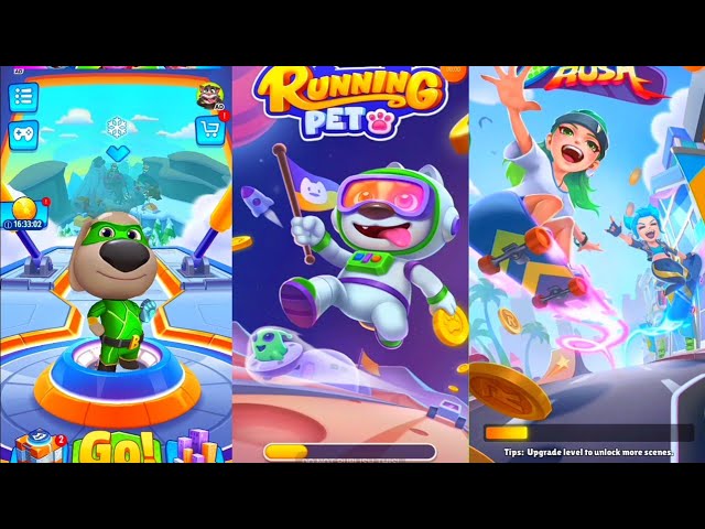 Talking Tom Hero Dash VS Running Pet VS Streer Rush @GamePlayAdventure