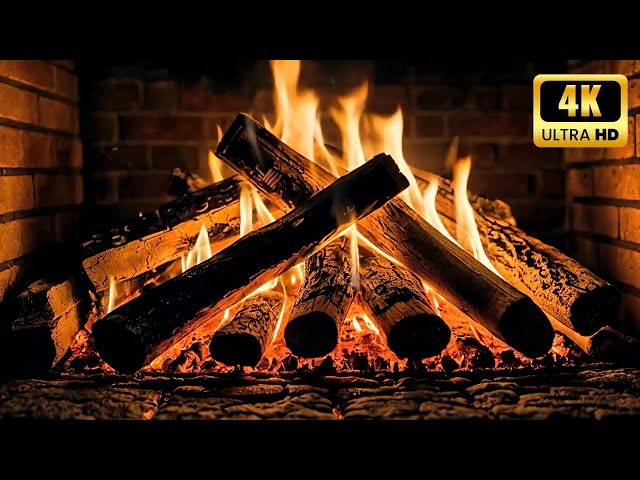 🔥 Crackling Fireplace 4K. Burning Fireplace Sounds. Relaxing Fireplace with Burning Logs #187