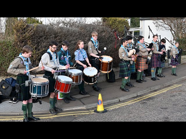 Scouts Scotland Pipe support Scotland v Italy rugby match for the band's first public performance