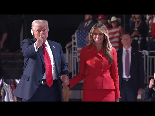 Melania Trump joins Donald Trump on stage at RNC