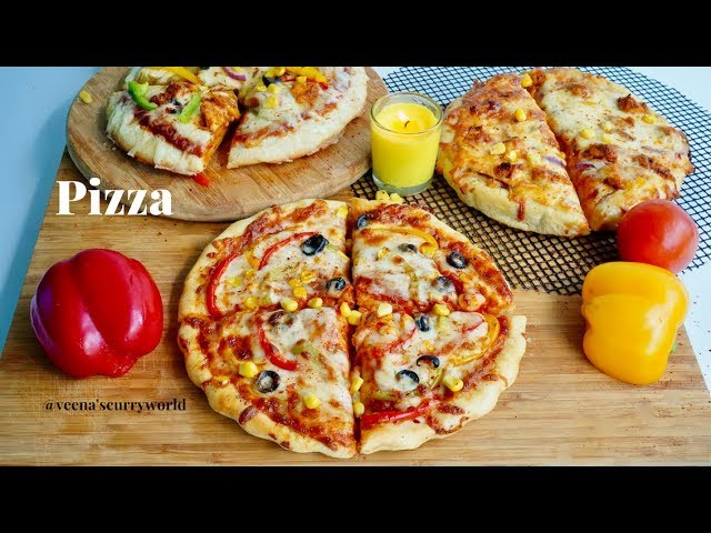 Pizza With & Without Oven || Pan Pizza -Kadai Pizza || Veg & Chicken Pizza || Ep:683