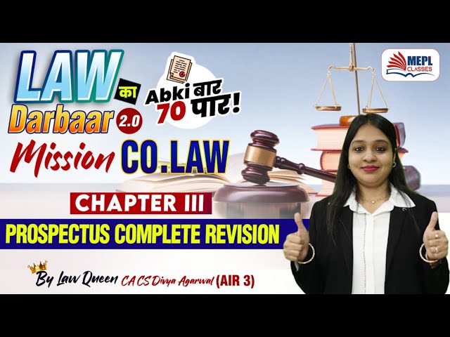 LAW का DARBAAR 2.O🔥Mission Co. LAW - Prospectus Full Chapter Revision By Divya Agarwal Mam | MEPL