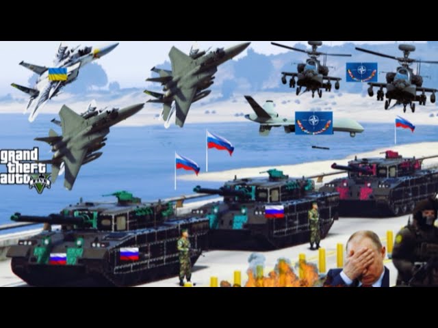 PUTIN UNDERSTIMATED NATO; Ukrainian Fighter Jets & Helicopters Attack on Russian Army Weapons-GTA5