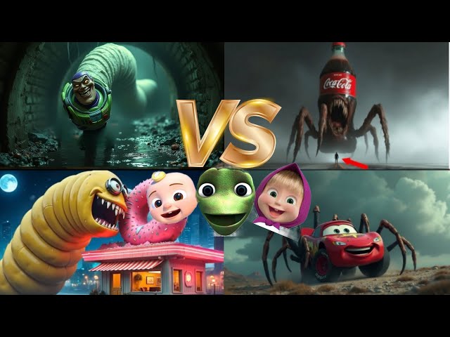 Buzzing Lightyear Exe vs Coca-cola Monster Exe vs McQueen haed eater vs Minions Cyberworm Tiles hop