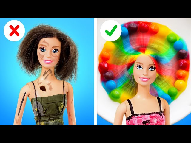 WOW! 🙀 SÜSSE DIY BARBIE REGENBOGEN-HAARE!💞|| Tolle Hacks, um mit den Trends von GiGaZoom mitzuhalten