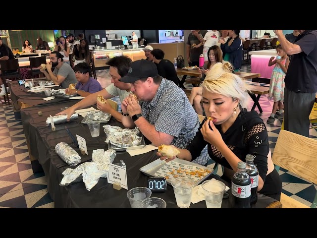 $1000 Prize Burrito Eating Contest at Topanga Social #rainaiscrazy