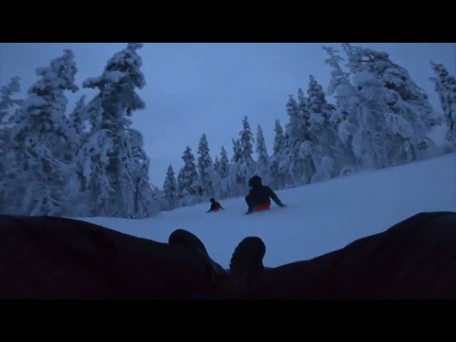 Finland's Longest Toboggan Slope At Saariselkä (in the dark)