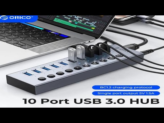 ORICO Powered USB 3.0 HUB 7/10/13/16 Ports USB Extension with On/Off Switches 12V Power Ad