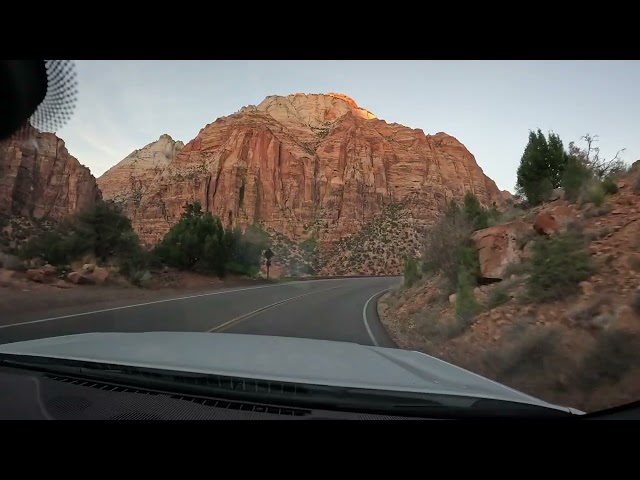 Driving in Zion Canyon Park, Utah