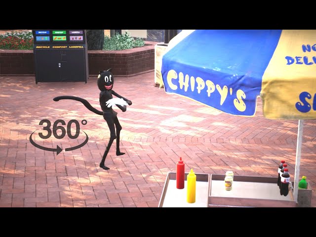 Cartoon Cat dancing in a fabulous city / Coffin Dance meme / VR 360°