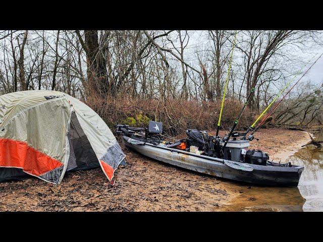 Kayak Camping on a SMALL RIVER!!! (Lots of fish)