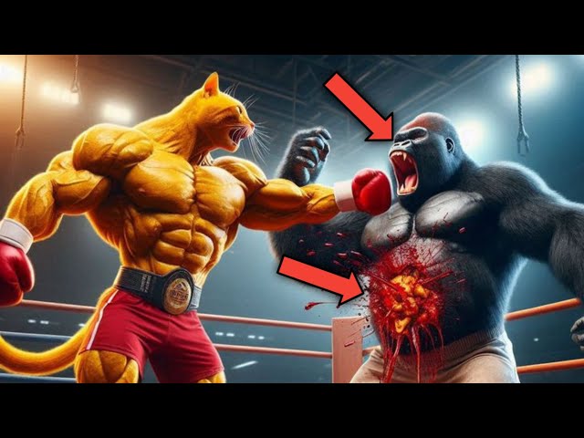 Cat Vs Gorilla 🐈😭🦍#cat #fighting #gorilla #catlover #aicat ##youtubevideo #viral