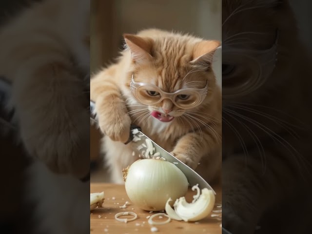 Cat cutting onion #shorts #cat #catai