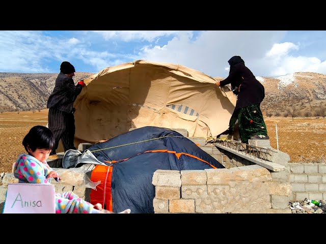 New experience: strong wind blows and Fatemeh keeps her tent on the roof of the house.