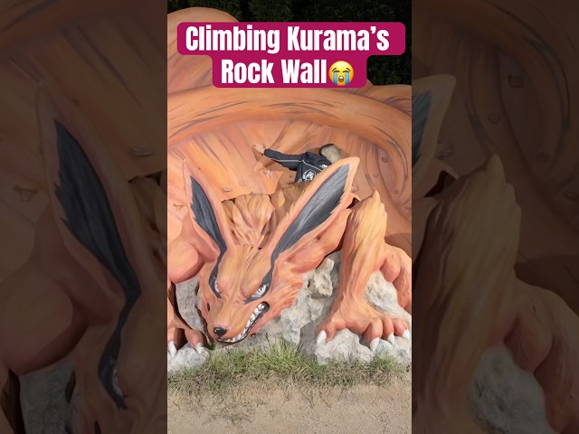 No way we found a Kurama rock climbing wall😭 #naruto #kurama #anime #japan #shorts #hokage #fyp