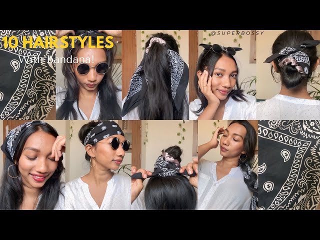 10 hairstyle with bandana | cute & quick hairstyle | Super Bossy #hairstyle #fashion