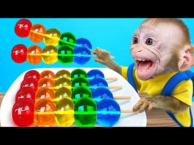 Monkey Bon Bon Sells Amazing Rainbow Jelly Ball with Dinosaur T-REX & Duckling | BOSS ANIMAL HT