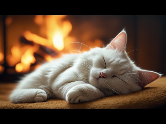 Cozy fireplace and purr sound to lull you to sleep - ASMR Relaxing sound for sleep ambience #00038