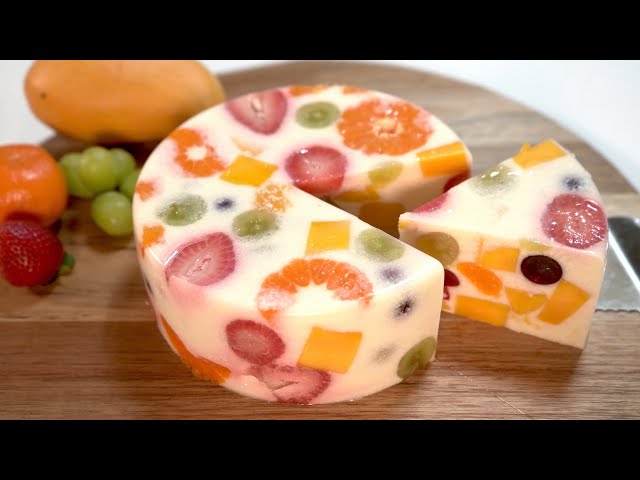 How to make Fruit Milk Yogurt Agar Agar Jelly Cake|No Bake, No Gelatin|Goodcookingideas