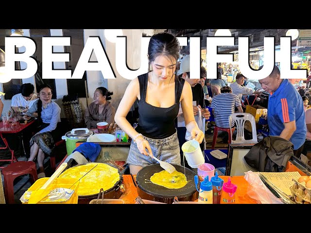 Street Food Queen - Cute Overloaded People Wait For Rice Egg - The Most Beautiful Lady in Lao #food