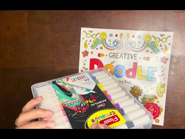 Unboxing New Doodle book and Acrylic Paint Marker Colours | ASMR Relaxation & Focus