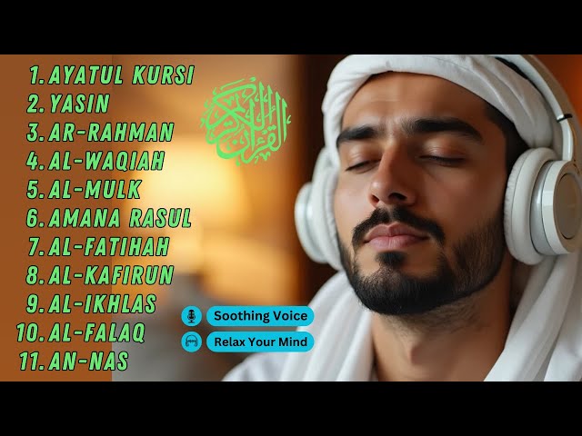 Heart Touching Voice of Ayat Kursi 7X,Surah Yasin, Rahman ,Al Mulk,Waqiah,Ikhlas,Falaq,An Nas