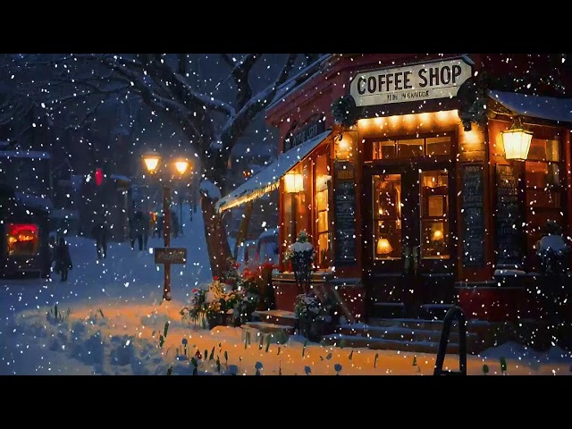 Winter Cafe Jazz ❄️ Elegant & Cozy Coffee Ambience with Smooth Jazz & Snowfall Sounds